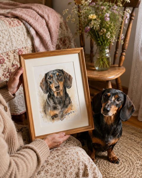 Custom portrait preview and finished artwork