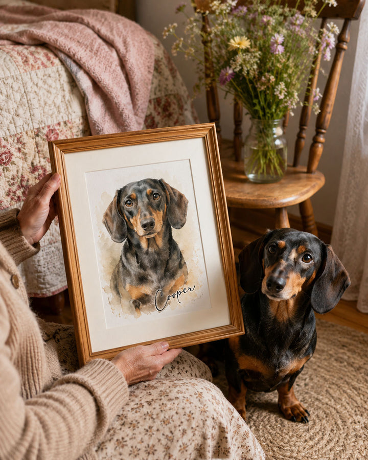 Custom portrait preview and finished artwork