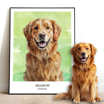 Custom pet portrait artwork preview by Gleamify