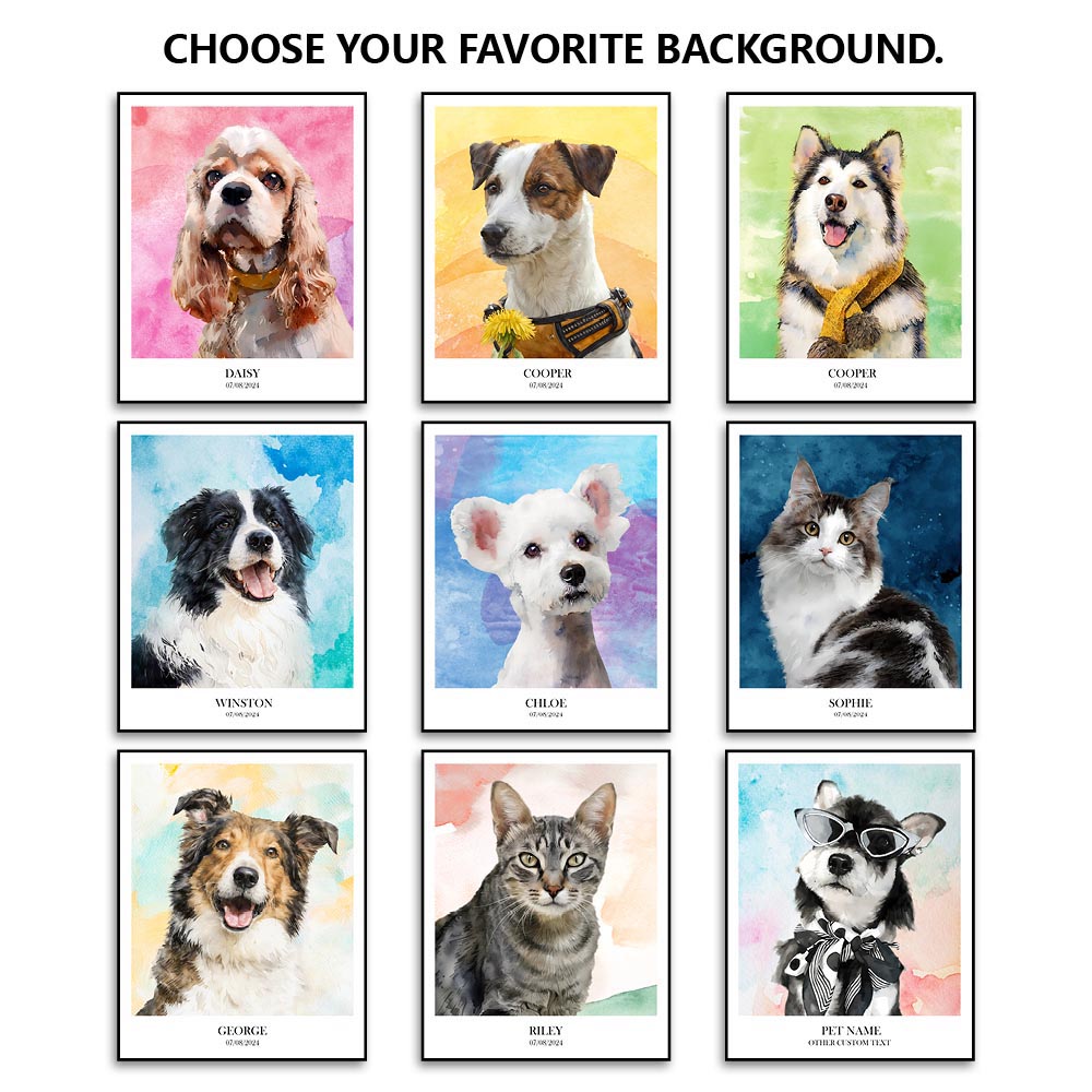 Custom pet portrait artwork preview by Gleamify