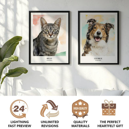 Custom pet portrait artwork preview by Gleamify