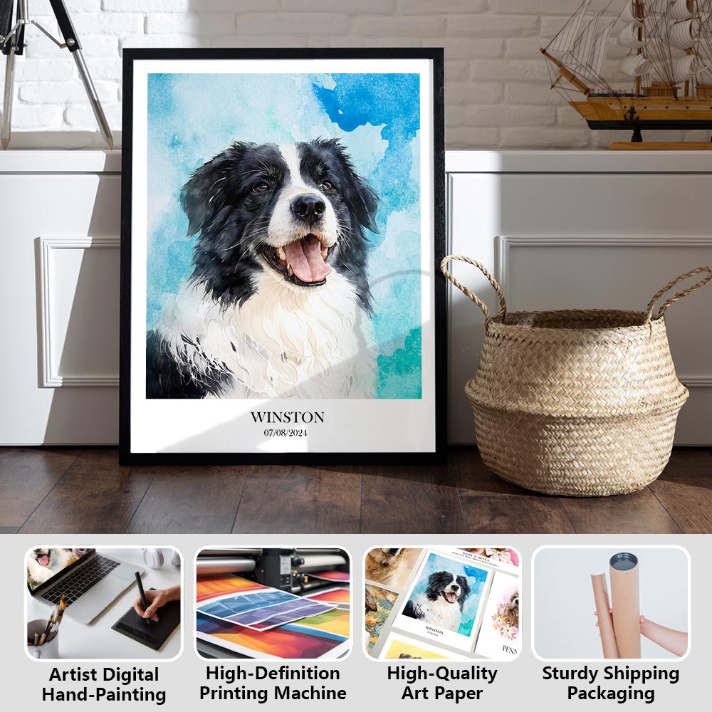 Custom pet portrait artwork preview by Gleamify