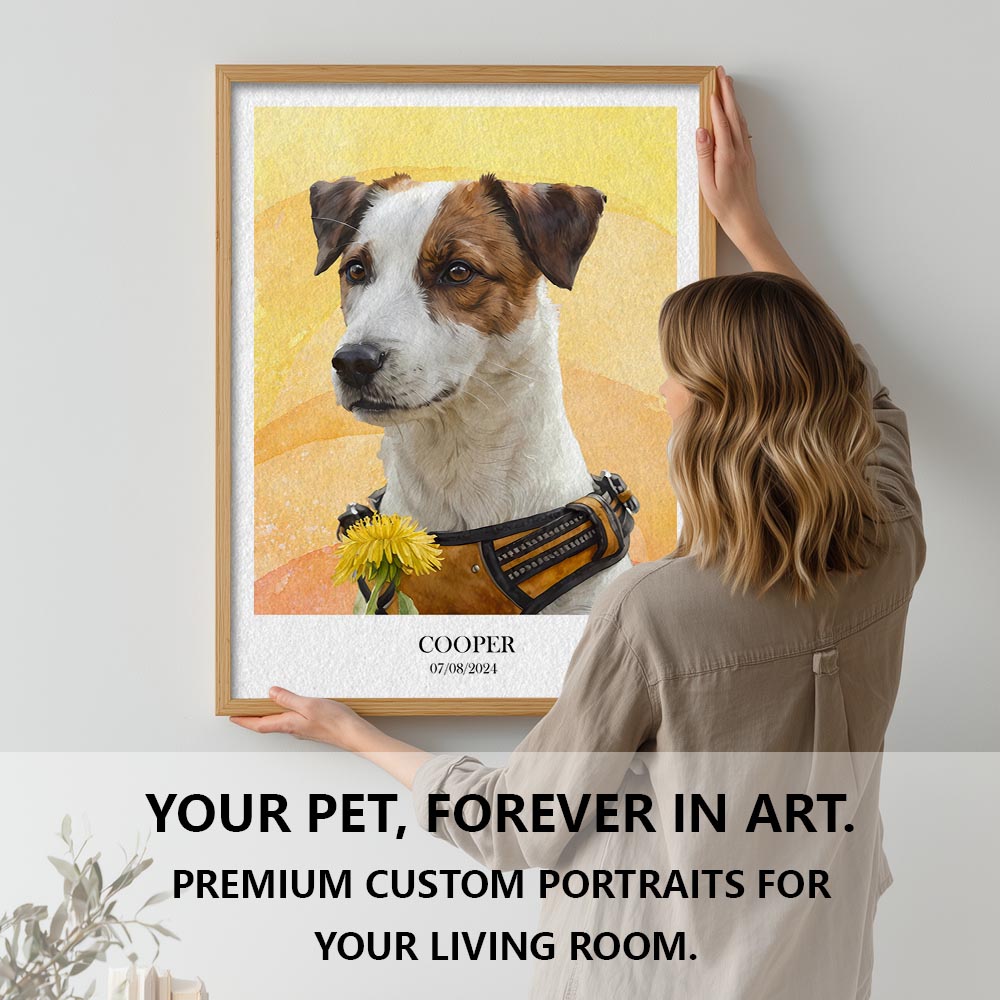 Custom pet portrait artwork preview by Gleamify