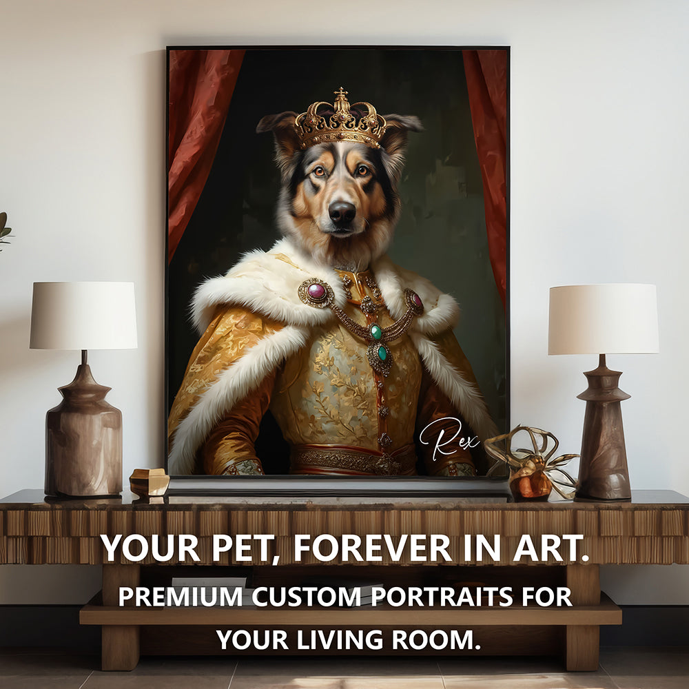 Custom royal pet portrait gift example