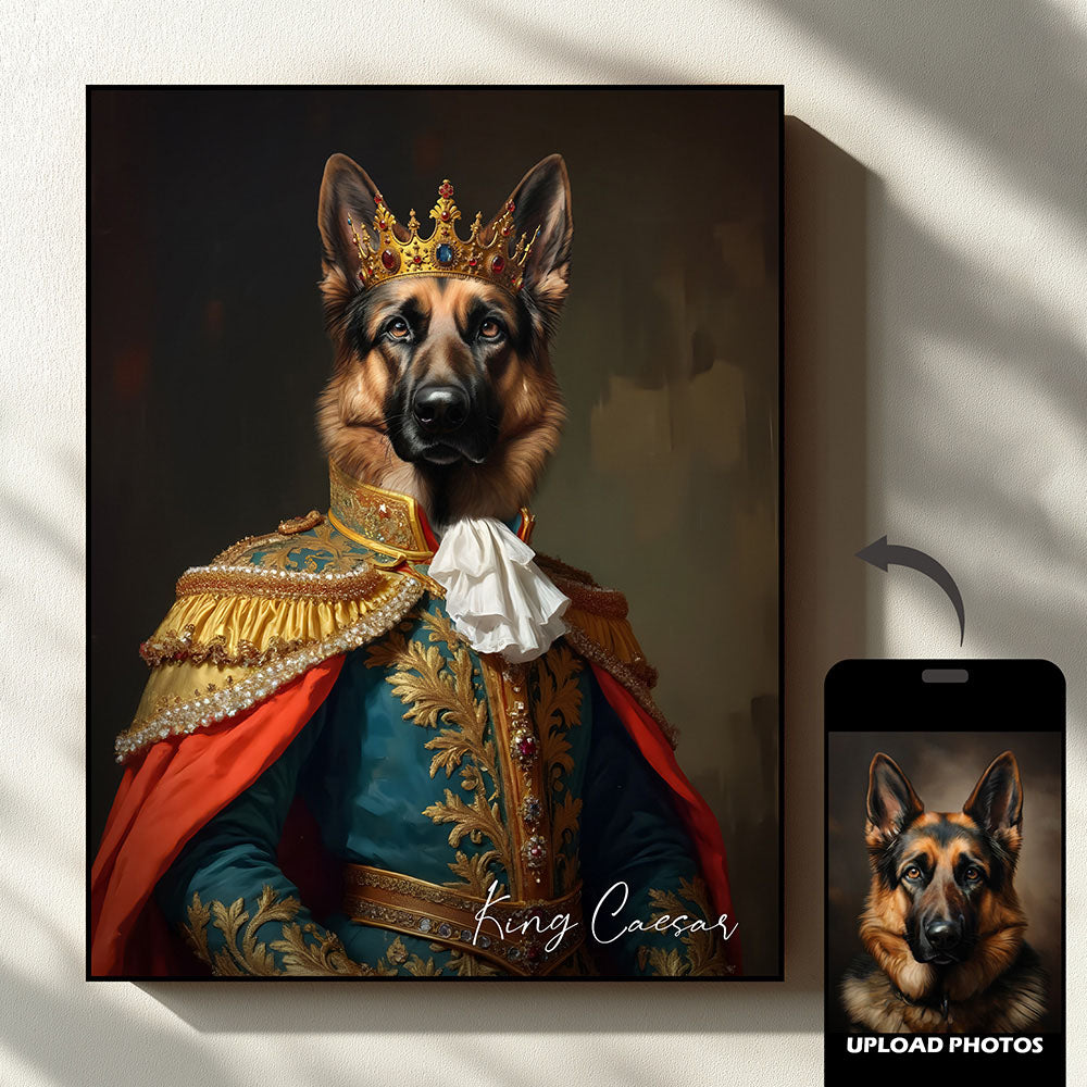 Royal king pet portrait artwork close-up
