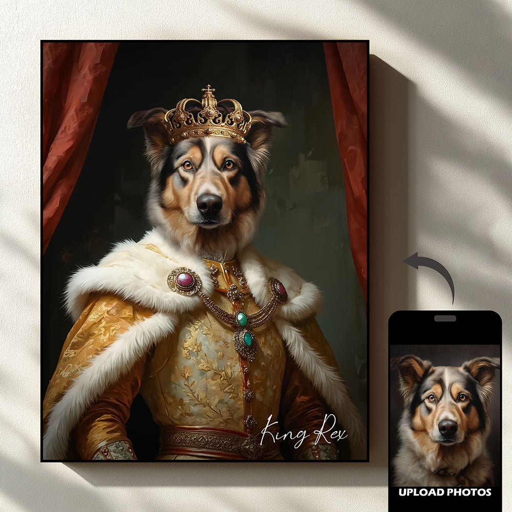 Custom king pet portrait printed art example