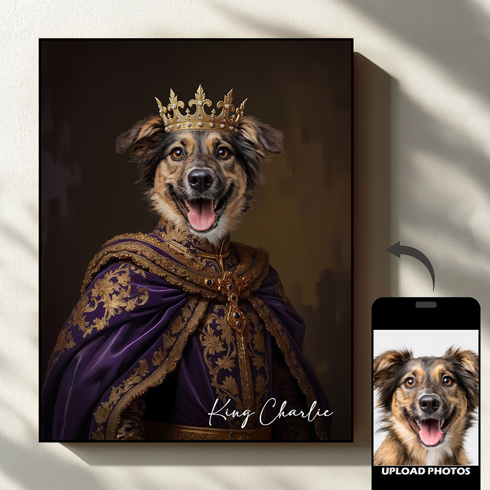 Custom royal pet portrait gift-ready art example