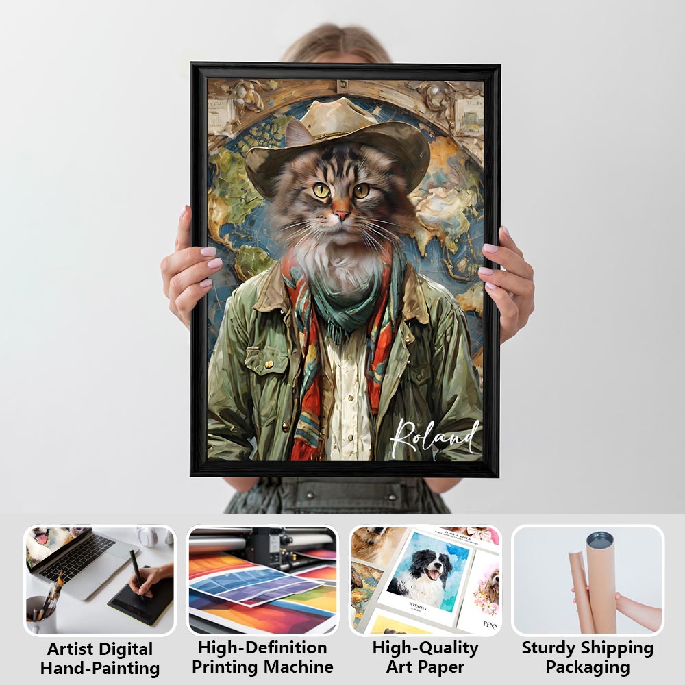 The Traveler Pet Portrait - Sandstone Journey Edition custom royal pet portrait artwork