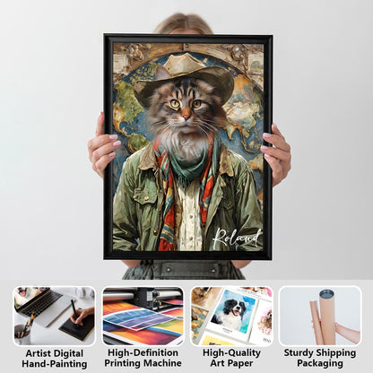 The Traveler Pet Portrait - Sandstone Journey Edition custom royal pet portrait artwork