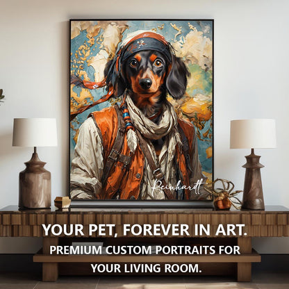 The Traveler Pet Portrait - Sandstone Journey Edition custom royal pet portrait artwork