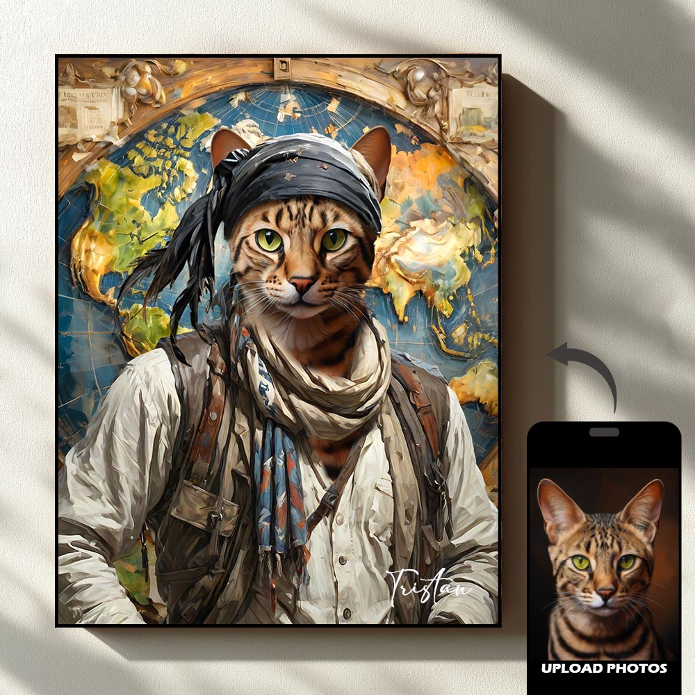 The Traveler Pet Portrait - Sandstone Journey Edition custom royal pet portrait artwork