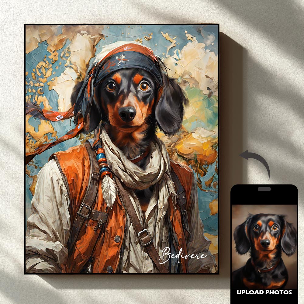 The Traveler Pet Portrait - Sandstone Journey Edition custom royal pet portrait artwork