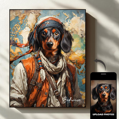 The Traveler Pet Portrait - Sandstone Journey Edition custom royal pet portrait artwork