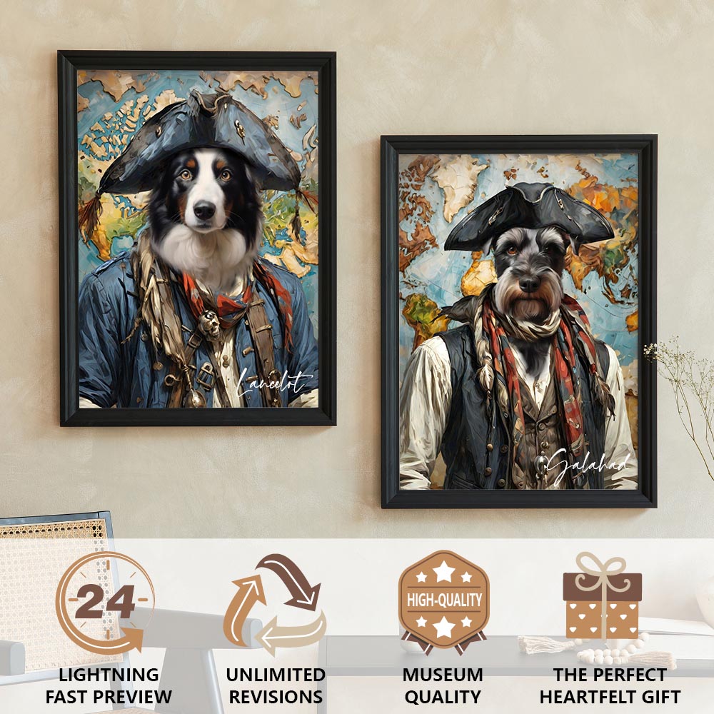 The Traveler Pet Portrait - Sandstone Journey Edition custom royal pet portrait artwork