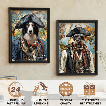 The Traveler Pet Portrait - Sandstone Journey Edition custom royal pet portrait artwork