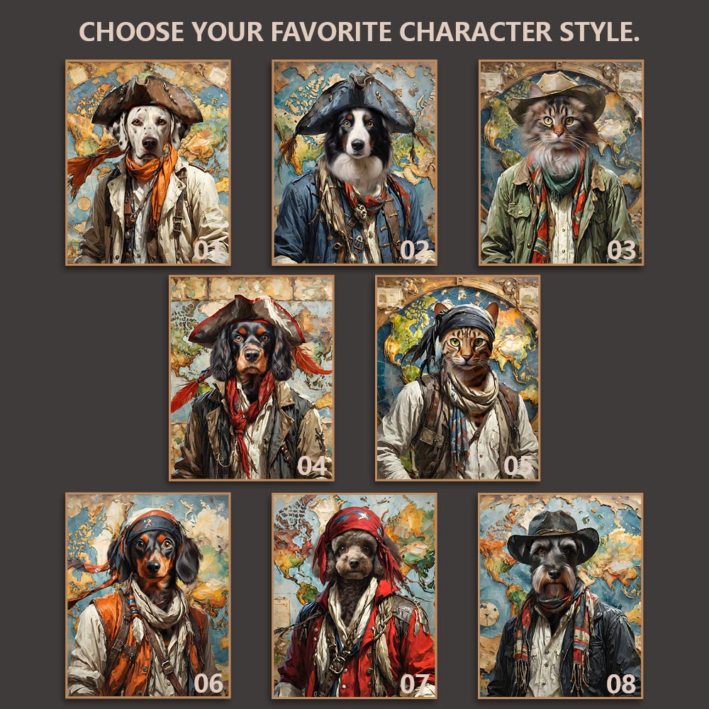 The Traveler Pet Portrait - Sandstone Journey Edition custom royal pet portrait artwork