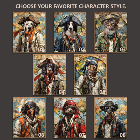 The Traveler Pet Portrait - Sandstone Journey Edition custom royal pet portrait artwork