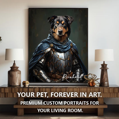 Warrior royal pet portrait artwork preview by Gleamify