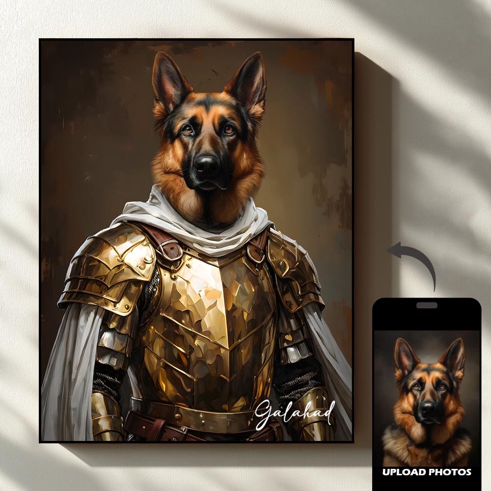 Warrior royal pet portrait artwork preview by Gleamify
