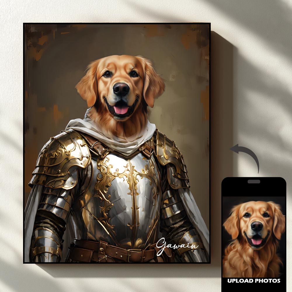 Warrior royal pet portrait artwork preview by Gleamify