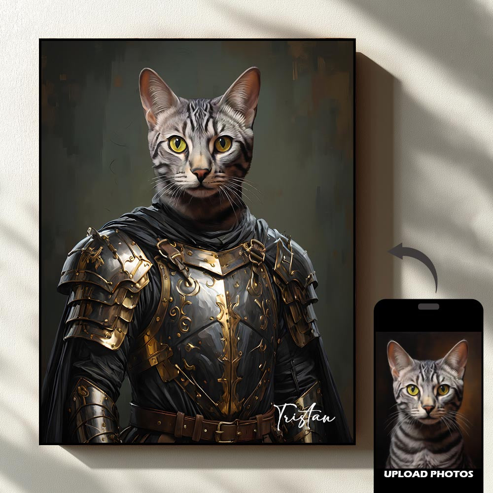 Warrior royal pet portrait artwork preview by Gleamify