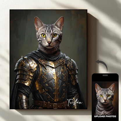 Warrior royal pet portrait artwork preview by Gleamify