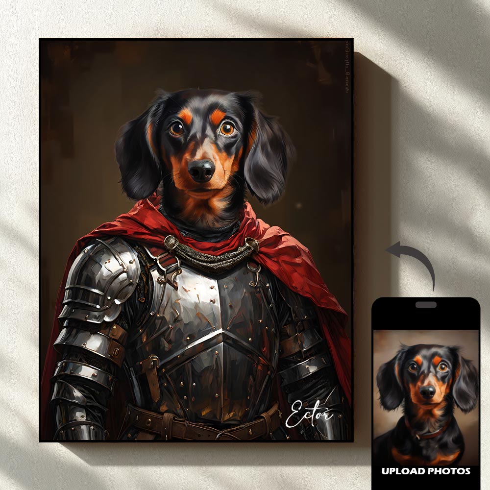 Warrior royal pet portrait artwork preview by Gleamify