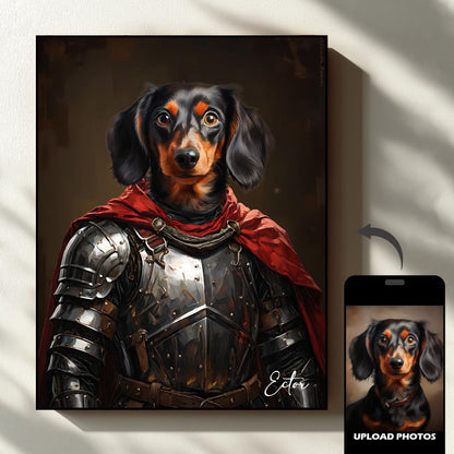 Warrior royal pet portrait artwork preview by Gleamify