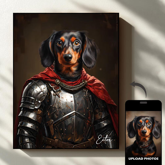 Warrior royal pet portrait artwork preview by Gleamify
