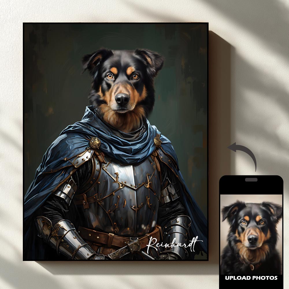 Warrior royal pet portrait artwork preview by Gleamify